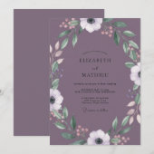 Stoffige Mauve Anemoon Bruiloft Kaart (Voorkant / Achterkant)