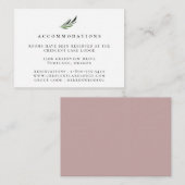 Stoffige Mauve Botanische Bruiloft Accommodaties Informatiekaartje (Voorkant / Achterkant)