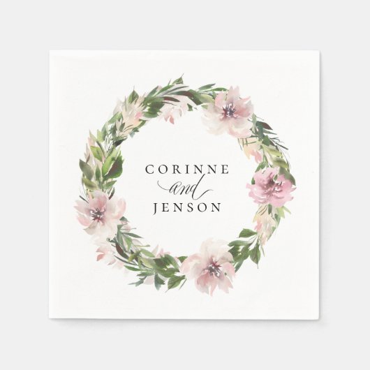 Stoffige mauve botanische gepersonaliseerde papier servet (Voorkant)