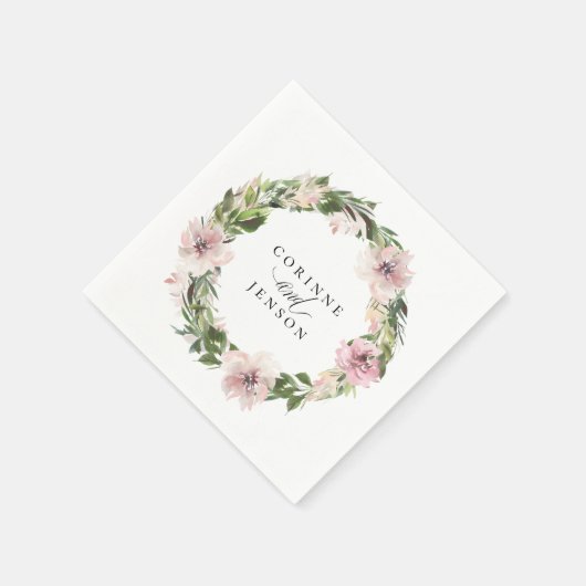 Stoffige mauve botanische gepersonaliseerde papier servet (Hoek)