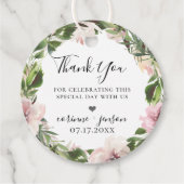 Stoffige mauve botanische krans bedankjes labels (Voorkant)