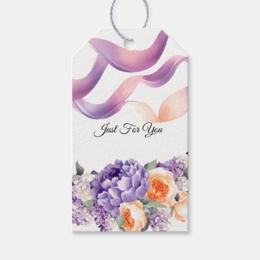 Stoffige Mauve en Perzik Pioen Geschenklabels Cadeaulabel (Voorkant)