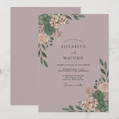 Stoffige mauve eucalyptus bruiloft kaart (Voorkant / Achterkant)