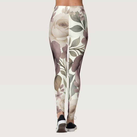 Stoffige Mauve & Ivoor Bloei Botanisch Leggings (Achterkant)
