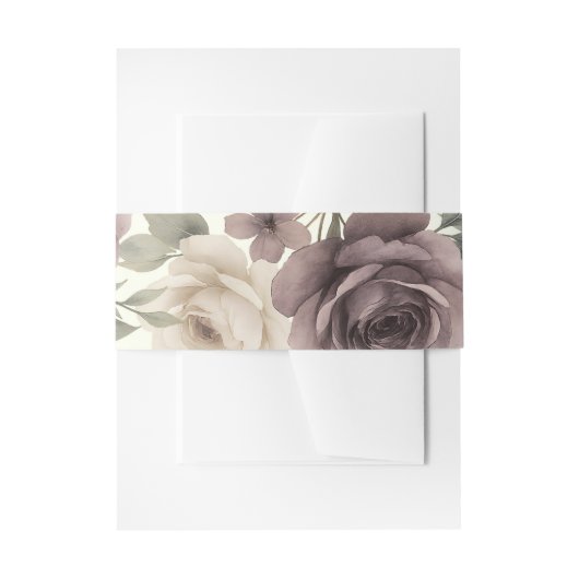 Stoffige Mauve & Ivoor Bloeiende Botanische Trouw Uitnodigingen Wikkel (Voorkant Voorbeeld)