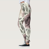 Stoffige Mauve & Ivoren Bloei Botanisch Leggings (Links)