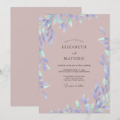 Stoffige Mauve Maagdenpalm Blad Bruiloft Kaart (Voorkant / Achterkant)