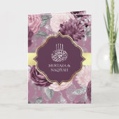 Stoffige Mauve Paarse Bloemige QR Code Moslim Brui (Voorkant)