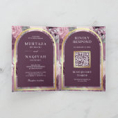 Stoffige Mauve Paarse Bloemige QR Code Moslim Brui (Binnen)