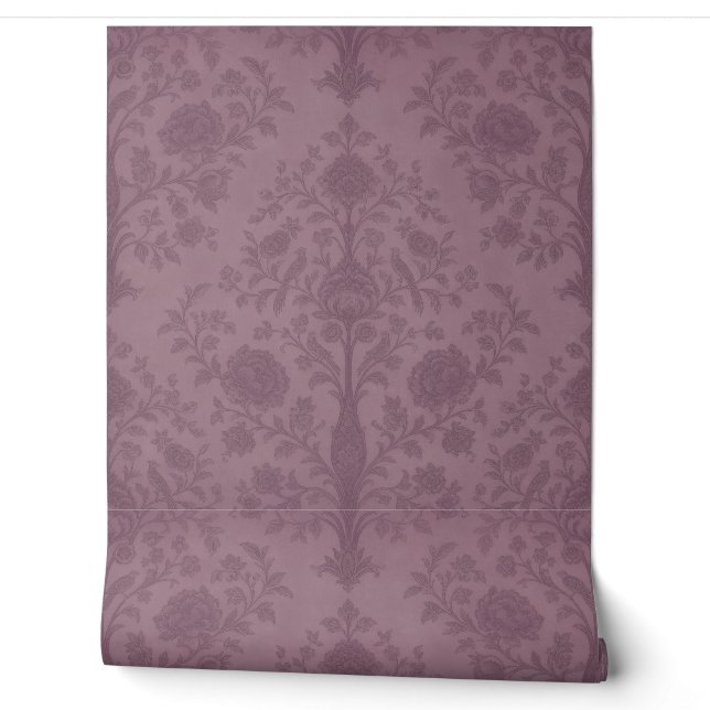 Stoffige mauve Perzische levensboombehang  Behang (Afrollen)
