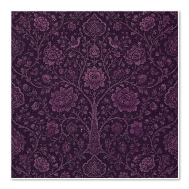 Stoffige mauve Perzische levensboombehang (c) Behang (Voorkant)