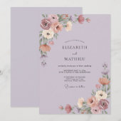 Stoffige Mauve Pioen Huwelijk Kaart (Voorkant / Achterkant)