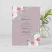 Stoffige Mauve Ranunculus Eucalyptus Bruiloft Kaart (Staand voorkant)