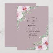 Stoffige Mauve Ranunculus Eucalyptus Bruiloft Kaart (Voorkant / Achterkant)
