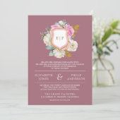 Stoffige mauve roze bloemencode QR Code Crest Trou Kaart (Staand voorkant)