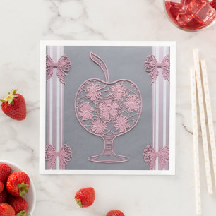 Stoffige Mauve Roze Kant Coquette Bruiloft Servet
