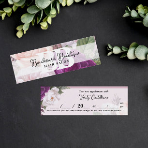 Stoffige mauve rozen bloemensalon Bookmark Afspraa Mini Visitekaartje