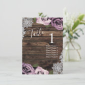Stoffige Mauve Rozen Trouw Tafel Nummer Plaatsing Kaart (Staand voorkant)