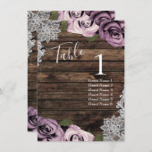 Stoffige Mauve Rozen Trouwtafel Nummer Plaatsing Kaart (Voorkant / Achterkant)