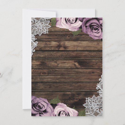 Stoffige Mauve Rozen Trouwtafel Nummer Plaatsing Kaart (Achterkant)