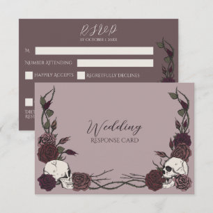 Stoffige Mauve Schedel en Roze Huwelijks RSVP Kaar Save The Date
