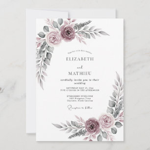Stoffige Mauve Serene Bloemige Bruiloft Kaart