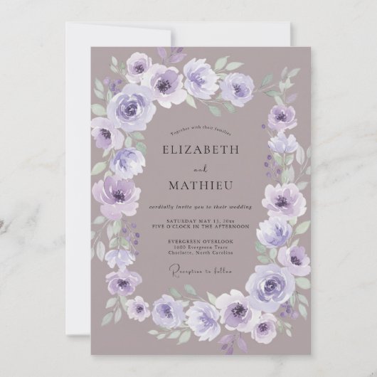 Stoffige Mauve Sering Ranunculus Eucalyptus Bruilo Kaart (Voorkant)