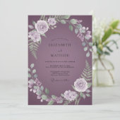 Stoffige Mauve Varens Bruiloft Kaart (Staand voorkant)