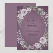 Stoffige Mauve Varens Bruiloft Kaart (Voorkant / Achterkant)