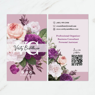 Stoffige mauve vintage rozen bloemige eenvoudige p visitekaartje