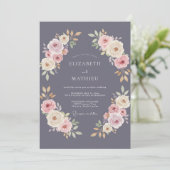 Stoffige mauve waterverf bruiloft kaart (Staand voorkant)