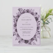 Stoffige Mauve Wilde Bloem Bruiloft Kaart (Staand voorkant)