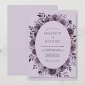 Stoffige Mauve Wilde Bloem Bruiloft Kaart (Voorkant / Achterkant)