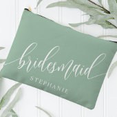 Stoffige Mint Bruidsmeisje Moderne Calligrafie Etui