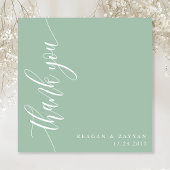 Stoffige Mint Calligrafie Script Bruiloft Bedankkaart