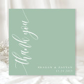 Stoffige Mint Calligrafie Script Bruiloft Bedankkaart