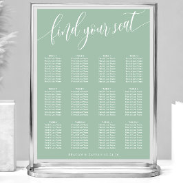 Stoffige Mint Eenvoudige Trouw Stoelen Chart Poster