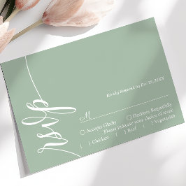 Stoffige Mint Elegante Calligrafie Trouw RSVP Kaar Kaartje