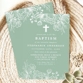 Stoffige Mint en Witte Bloemendoop Kaart