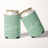 Stoffige Mintgroene Bruidsmeisje Modern Schrift Blikjeskoeler