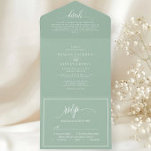 Stoffige Mintgroene Eenvoudige Moderne Script All In One Uitnodiging