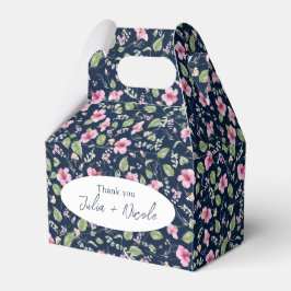 Stoffige Navy Blau Roze Hibiscus Bloei Trouw Bruil Bedankdoosjes