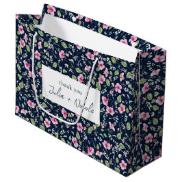 Stoffige Navy Blau Roze Hibiscus Bloei Trouw Bruil Groot Cadeauzakje
