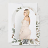 Stoffige Olijf & Roze Aquarel Bloem Bruidsdouche Kaart (Achterkant)