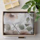 Stoffige Olijf & Roze Aquarel Moderne Bloem Tissuepapier (Geschenk)