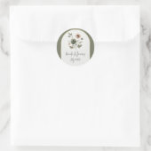 Stoffige Olijf Roze & Goud Waterverf Bloemen Ronde Sticker (Tas)