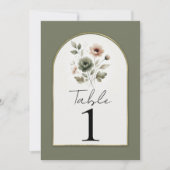 Stoffige Olijf Roze Gouden Waterverf Bloementafel Kaart (Voorkant)