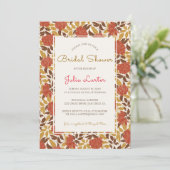 Stoffige Oranje Pioen Bloemen Herfst Bruiloft Fees Kaart (Staand voorkant)