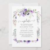 Stoffige Paarse Aquarel Bloemen Bruiloft Update Kaart (Voorkant)