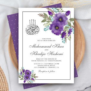 Stoffige Paarse Aquarel Bloemige Islamitische Trou Kaart